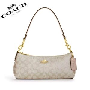 🔥NWT COACH Charlotte Leather/Canvas Shoulder Bag‎